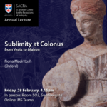 Poster for Annual Lecture; SACRA logo, with event details below.